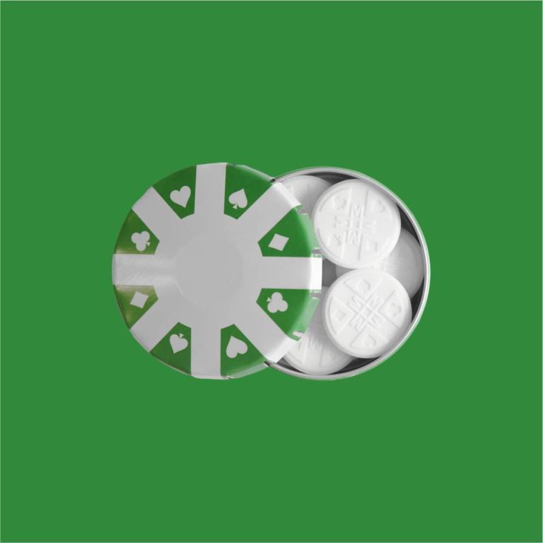 Casino chip shaped mint tins