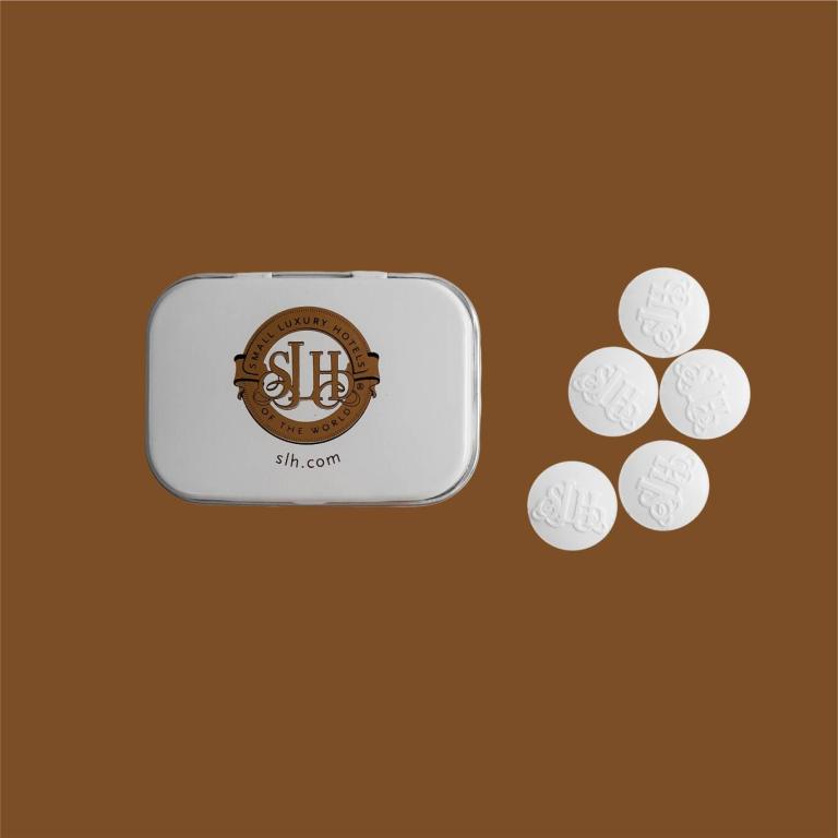 Hospitality mints logo shaped