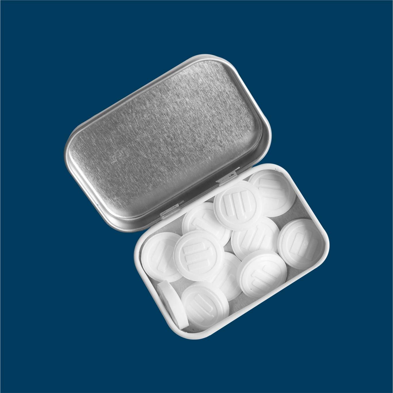 CUSTOM SHAPED MINTS IN PERSONALISED TINS WITH LOGO PRINTED